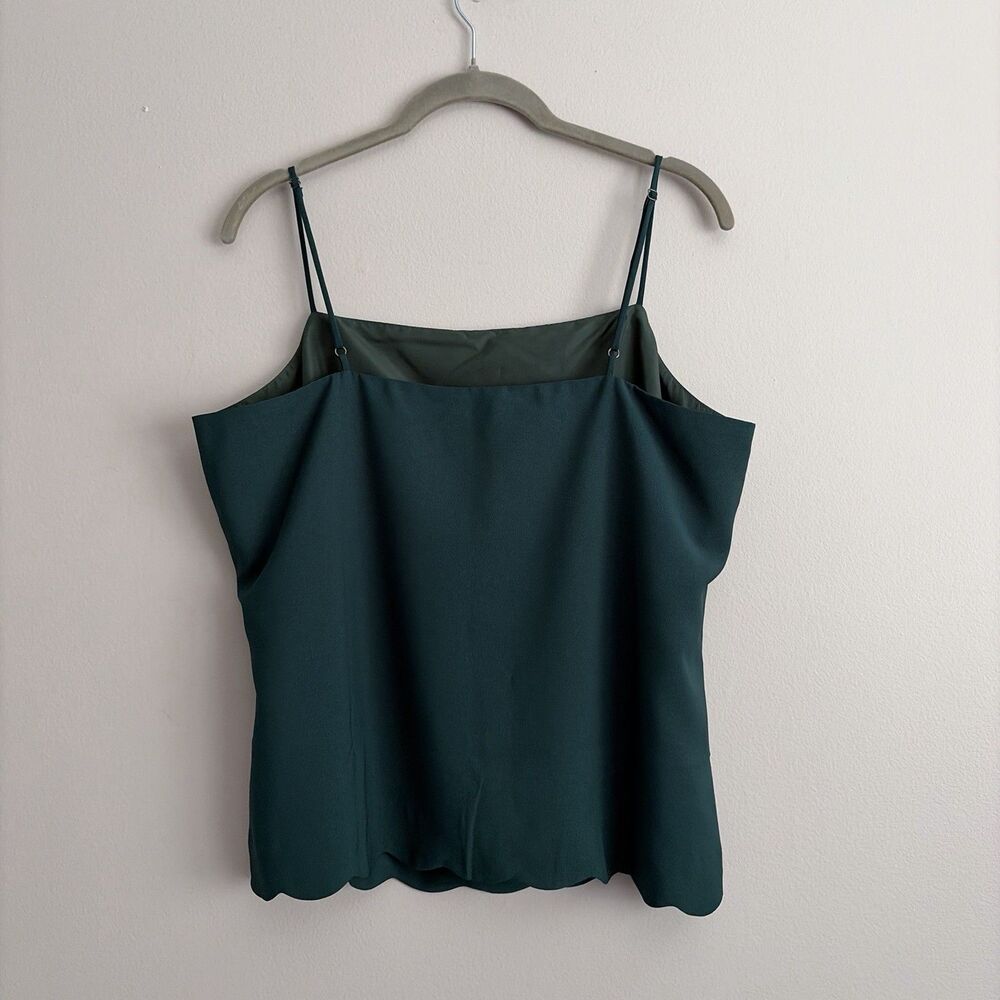 J Crew Womens Green Cami Tank Top Adjustable Blouse Scalloped Hem Size 12 - Picture 4 of 8